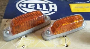 HELLA FLASHER SIDE INDICATOR LIGHTS LAMPS AMBER PAIR 12V REFLECTOR REPEATER NOS - Picture 1 of 8