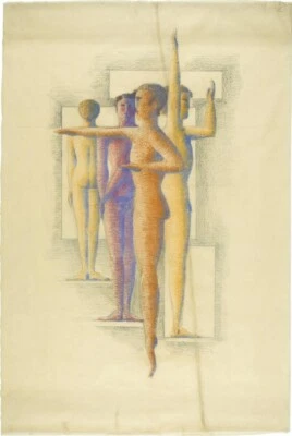 Group of Four Art Print – Oskar Schlemmer Bauhaus Figurative Abstraction 1929 - Image 1 of 2