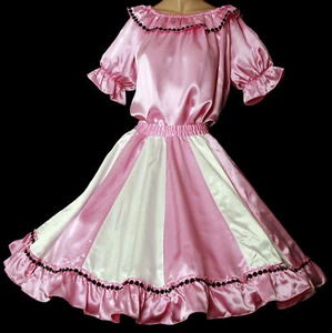 TRAJE DE BAILE CUADRADO ROSA Y BLANCO SZ PEQUEÑO W25"-32" - Imagen 1 de 1