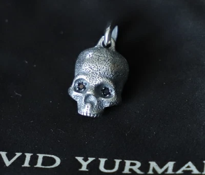 David Yurman Sterling Silver 18mm Memento Mori Skull Amulet with Black Diamond - Image 1 of 4