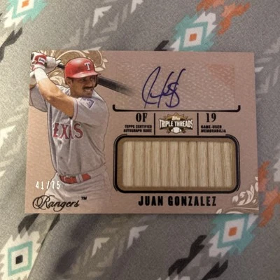 2014 Topps Triple Threads Juan Gonzalez Autographed Relic /75 # UAJR-JG - Image 1 of 4