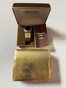 GOLD Vintage Men's 1970 MERCURY TIME LED Watch Set NIB Space Age Star Trek Wars - Picture 1 of 15