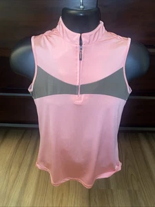 JAMIE SADOCK Womens Pink & Gray 1/4 Zip Sleeveless Golf Top Size Small - Picture 1 of 7