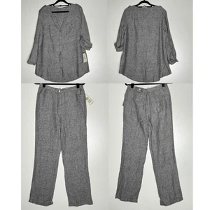 Neu JM Collection Leinenhose Top Set Damengröße 8 Hose – Größe 12 Oberteil - Bild 1 von 8