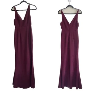 Lulu's Melora pflaume lila ärmellos Maxi V-Ausschnitt formelles Kleid vampy Damen Small - Bild 1 von 10