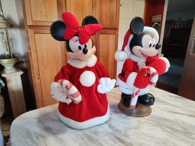 Set of 2 Mickey & Minnie Mouse Santa’s Best Christmas Animated Figures 17" Works - Image 1 of 4