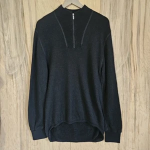 Maglione Woolpower Ostersund 1/4 zip nero 400 g/m² misto lana merino taglia large - Foto 1 di 14
