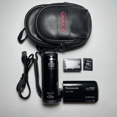 Panasonic HDC-SD80 Handheld HD Camcorder Tested+ Charger, Battery, 16GB SD, Case - Image 1 of 4