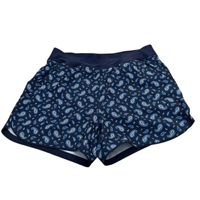 Pantalones Cortos de Natación Lands End Para Mujer Paisley 18W Azul Marino Forrados Playa Vacaciones Pull On Foto 1 de 4