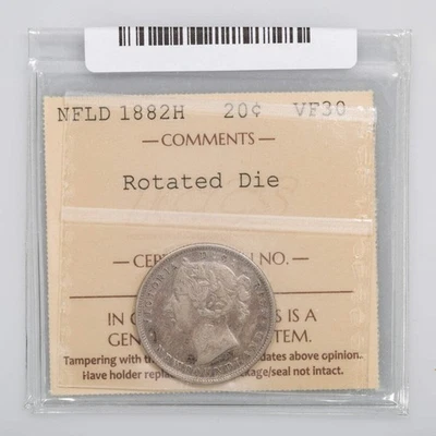 NFLD 20 Cent 1882H Rotated Die ICCS VF-30 - Image 1 of 2