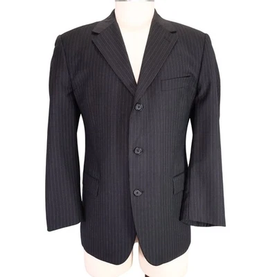 Ungaro Homme Sport Coat Mens 42R Wool Black Pinstripe Jacket Blazer 3 Button - Image 1 of 4