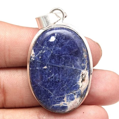 Colgante de piedras preciosas de sodalita hecho a mano regalo para su joyería de plata 2,25" Foto 1 de 4