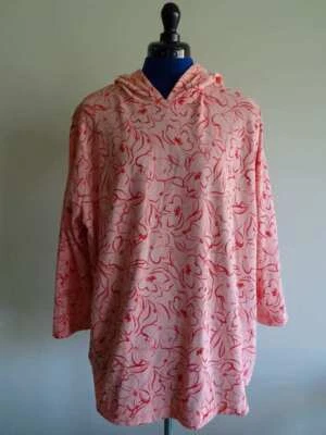 CUALQUIER PERSONA MELOCOTÓN CORAL NARANJA FLORAL Terry Francés SUDADERA CON CAPUCHA TOP Mujer XL Foto 1 de 4