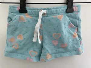 Carter's Toddler Girls Heart Print 100% Cotton Adjustable Pull On Shorts Blue 2T - Picture 1 of 4