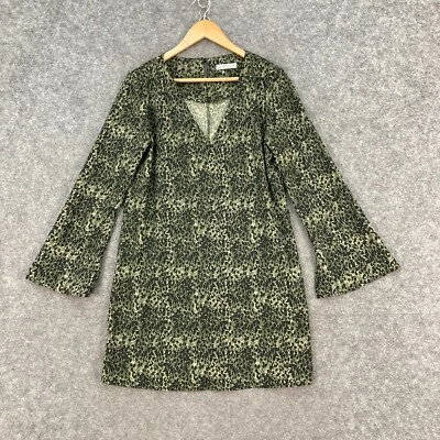 Cotton On Mini Dress Womens Size M Medium Green Long Sleeve Animal Print 24526 - image 1 of 4