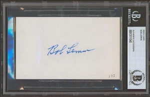 Indians Bob Lemon Authentic Signed 3x5 Index Card Autographed BAS Slab - Picture 1 of 2