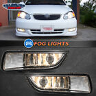 For 2003-2004 Toyota Corolla Fog Lights Clear Lens Front Bumper Driving Lamps