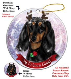 Up to Snow Good Ornament - Langhaariger schwarz-brauner Dackel - Bild 1 von 1