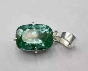 Natural 31 Ct Zafiro Verde Cojín Corte 925 Plata Sólida Colgante Piedra Preciosa - Imagen 1 de 6