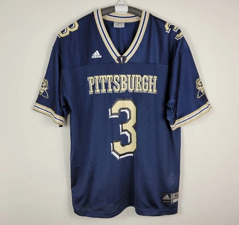 Vintage Adidas Pitt Panthers #3 Football Jersey Blue Pittsburgh Mens Size XL Cover