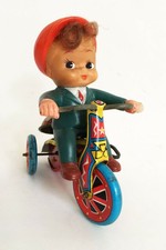 VINTAGE WIND UP TOY BOY on TRICYCLE RINGS BELL MADE in JAPAN EXCELLENT CONDITION