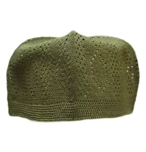 Cappello da uomo turco islamico lavorato a maglia cotone kufi takke teschio cappello da preghiera verde - Foto 1 di 3