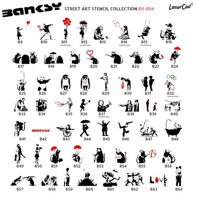 Schablonen BANKSY (B9-B64) in DIN A5 A4 A3 Stencil Airbrush, Graffiti, Malen - Изображение 1 из 4