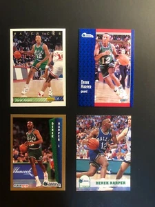 Cool 1990s DEREK HARPER Fleer & SkyBox Basketball Card (4) Made in USA - Picture 1 of 6