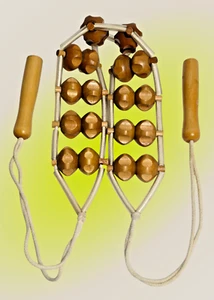 Vintage Wooden Ball Bead Back Massager for Body and Neck 42 in - Picture 1 of 8