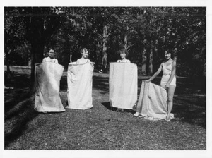 Vintage Ladies in Portable Bath Houses B/W Art Underwood Photo Postcard Reprint - Picture 1 of 2
