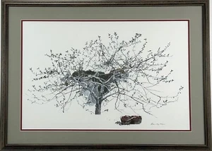Andrew Wyeth After Picking Print Apple Tree Framed Matted Signed 24x32 - Picture 1 of 10