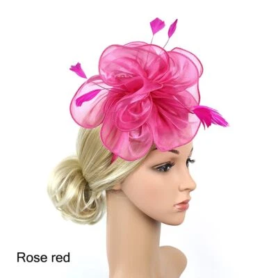 Hat Wedding Fascinator Hats Feather Flower Headband Headwear Cocktail Tea Party - Image 1 of 4