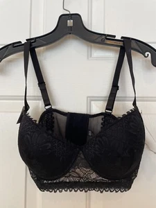 Rene Rofe B27914 Black Slight Push Up Underwire Bra 38C Lightly Padded NWT - Picture 1 of 8