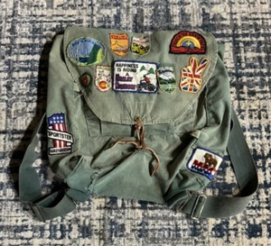 Vintage 70s Canvas Backpack w/ 11 Parches Harley Davidson Mack Truck Colorado - Picture 1 of 10