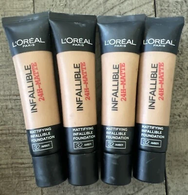 L'Oreal Paris Infallible 24H Matte Foundation  Amber 32- 35ml Lot Of 4 - Image 1 of 4