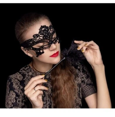 Black Lace Eye Mask Party Masquerade Mask Costume Party For Women, 1pc Mask Only - Image 1 of 4