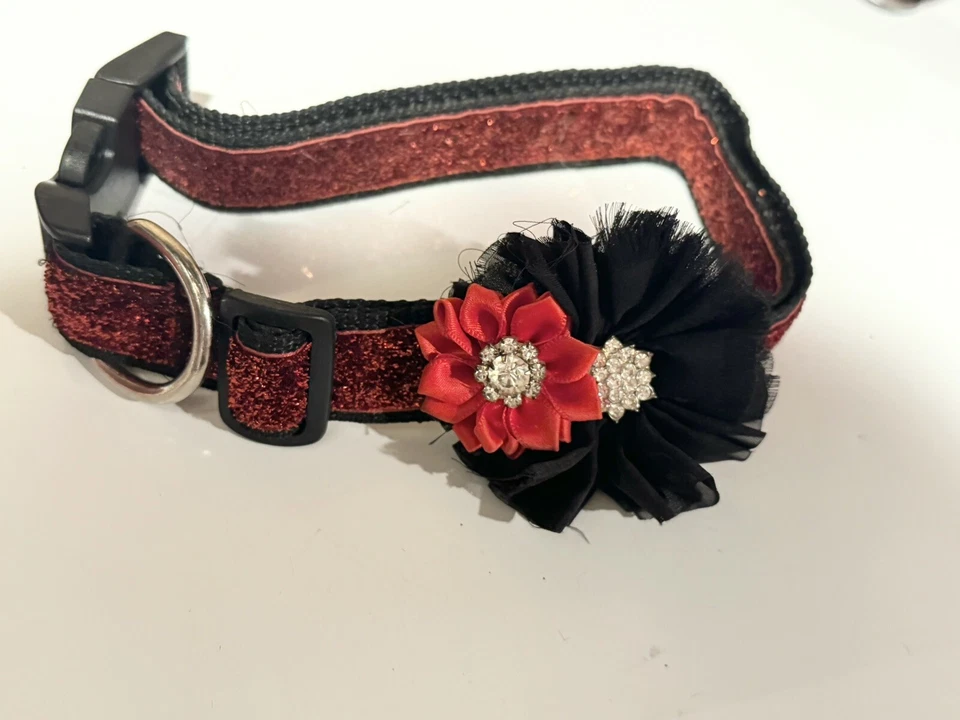 Red Sparkle狗/宠物项圈带皮带/闪亮项圈/宝石 — 第 1/3 张图片