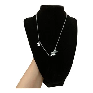 Silver Elephant Necklace with Baby Charm – Crystal Accent Jewelry, Mother and Ba - Picture 1 of 3