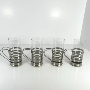 Taza de café irlandesa de vidrio con asas de acero inoxidable para el hogar Cappuccino Essentials juego de 4 té - Imagen 1 de 9