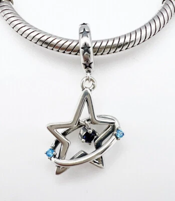 Dije colgante estrella de ensueño azul cielo nocturno circonita cúbica genuina plata de ley 925 💖 Foto 1 de 4