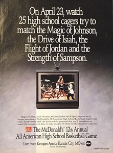 PRINT AD 1989 McDonalds HS All American Basketball Game ABC Kemper Arena KC MO - Picture 1 of 5