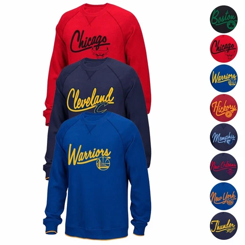NBA Adidas Originals Classics Team Logo Fleece Crew Script Sweatshirt Men's Cover