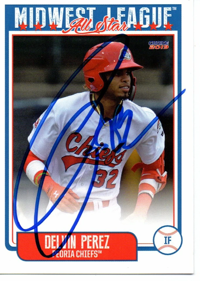 Delvin Perez 2019 Peoria Chiefs Midwest League All Star Game Signed Card - Image 1 of 1