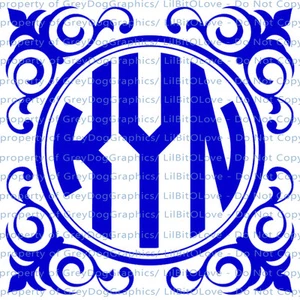 Individuelle Spitze Quadrat Kreis Monogramm Aufkleber Initialen 3 Buchstaben Sticker - Bild 1 von 19