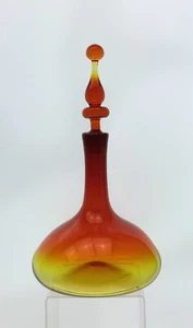 Blenko Handmade Glass 6516 Decanter in Tangerine Joel Myers Mid-Century Design - Picture 1 of 9