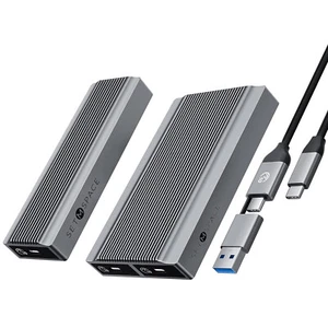 Dual Bay NVMe SSD Enclosure M.2 to USB-C 3.2 Gen 2 Hard Drive Enclosure 10 Gbps - Picture 1 of 13