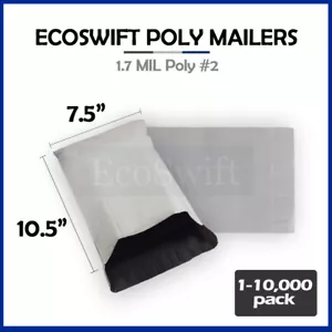 1-10000 7.5x9.5 "EcoSwift" Poly Mailers Envelope Plastic Shipping Bags 1.70 MIL - Picture 1 of 5