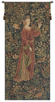 Promenade I Left Panel Belgian Tapestry Wall Art Hanging (New) 58x26, 39x18 in - Image 1 of 4