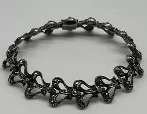 Vintage 835 Silver European Art Deco Marcasite Bracelet - Picture 1 of 20