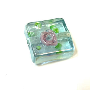 Lampwork Square Glass Beads 10 Pcs  12x12x6mm - Blue A4150
